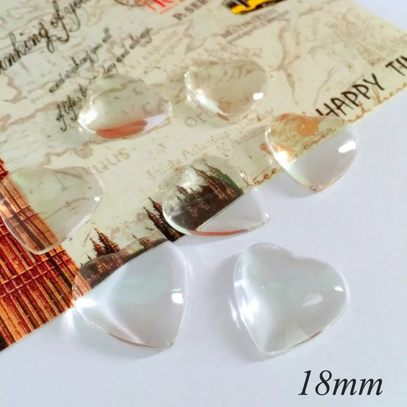 

30pcs/lot 18mm Handmade Transparent Clear Glass Cabochon Domed Heart Jewelry Accessories Supplies for jewelry