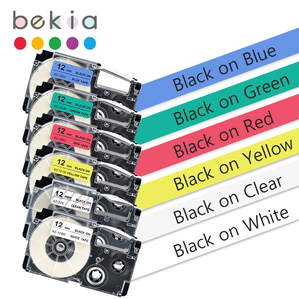 

XR-12WE XR-9WE 6mm 9mm 12mm 24mm 18mm labeling tapes Compatible Casio Label Maker KL-60 Label Tape XR9X XR-18WE XR-12YW XR12X