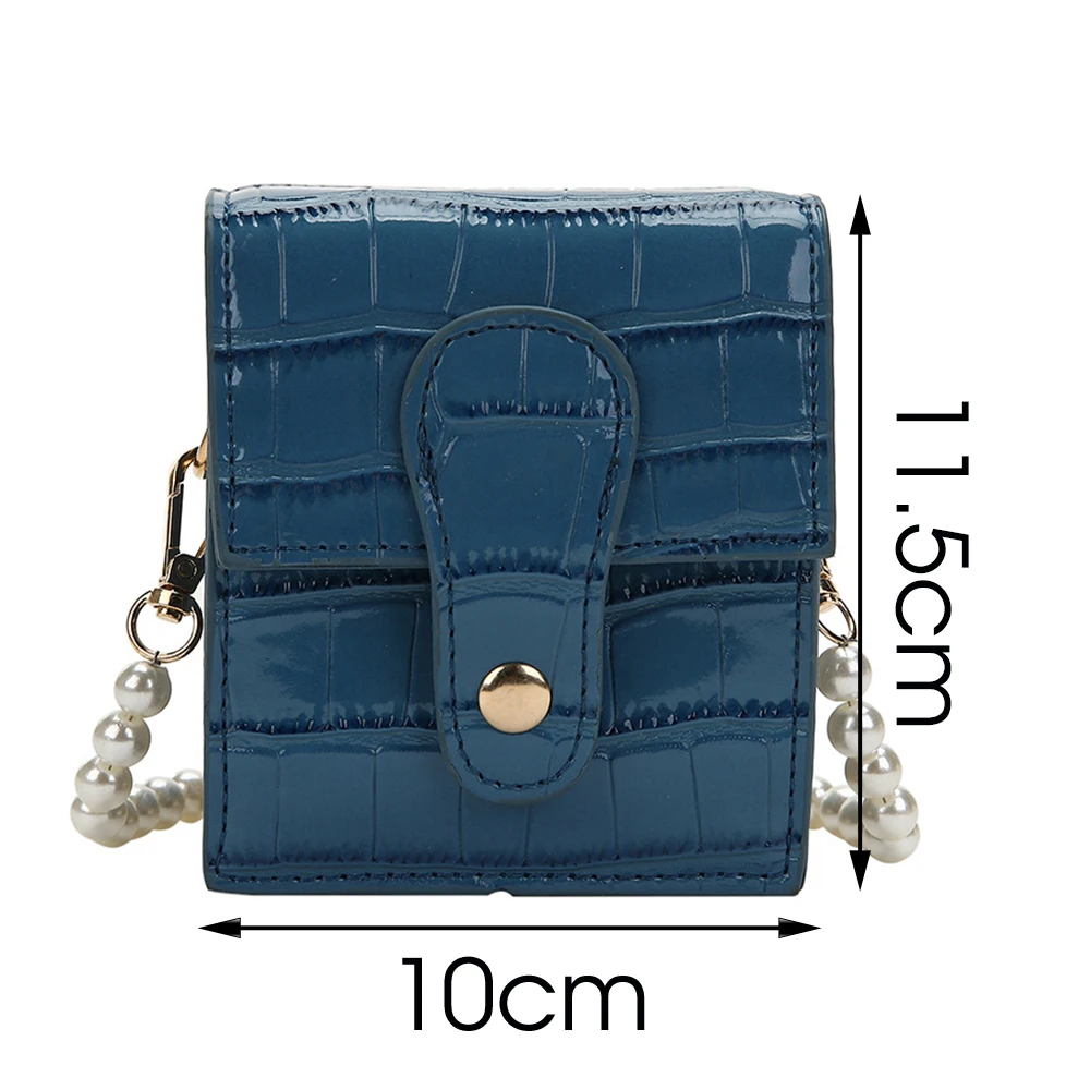 

Vintage Alligator Pattern Pu Leather Crossbody Bags Famous Brand Pearl Chain Shoulder Bags Elegant Solid Color Handbag and Purse