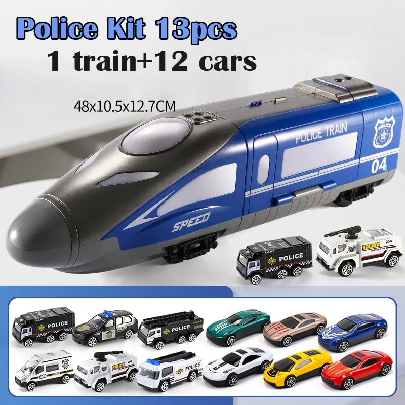 Police Kit 13Pcs Новейшая 13 шт. детские игрушки для поезда, масштабная головоломка для дорожки, ранее обучение, забавная модель автомобиля, инерционная легкая музыка - Цвет: Police Kit 13Pcs