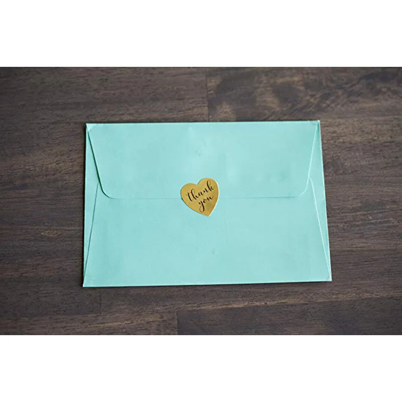 В форме сердца спасибо Золотой Стикеры этикетки для печати Конверт на выписку