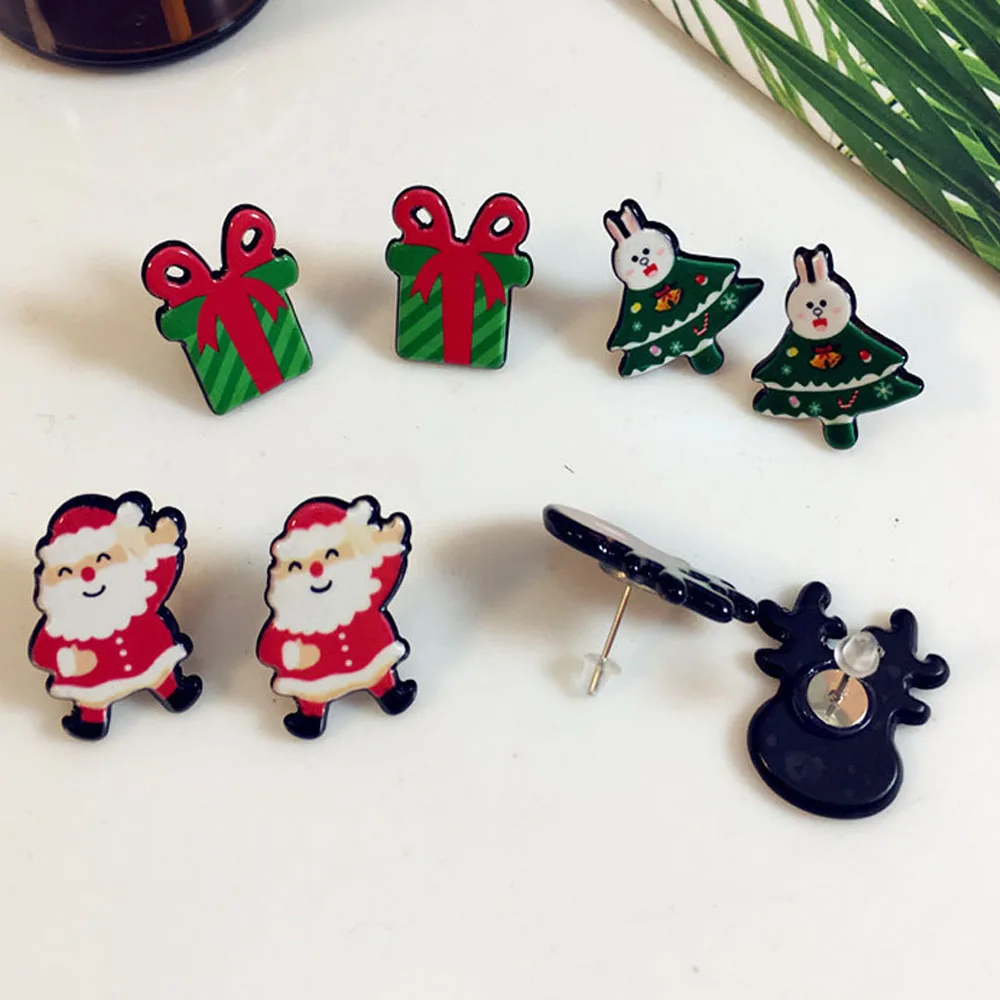 Модные женские серьги Милые простые милые рождественские чулки елки Санта