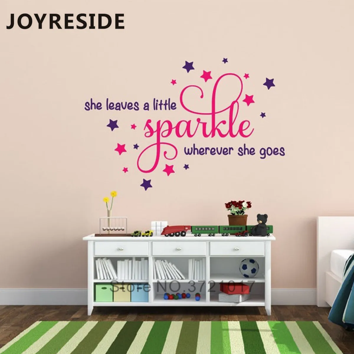 

She Leaves A Sparkle Wherever She Goes Wall Sticker Girls Bedroom Wall Decor Art Design Words Quotes Wall Decoration Decals M431