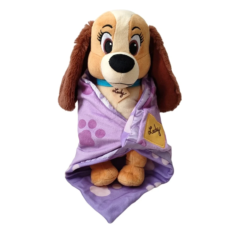 Disney Lady And The Tramp Cartoon Dog Plush Toy Babies Stitch With Blanket Appease Towel Cute Stuffed Animals Doll 10'' New Hot