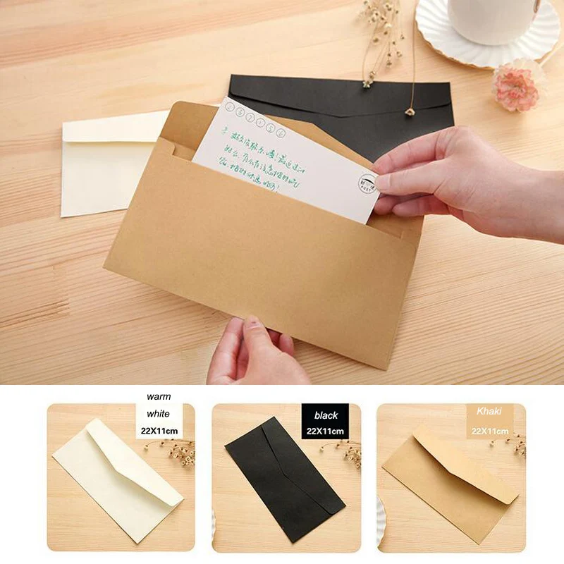 

20pcs/lot Formal Business Envelope Black White Craft Paper Envelopes for Card Scrapbooking Gifts Paper Money Bags