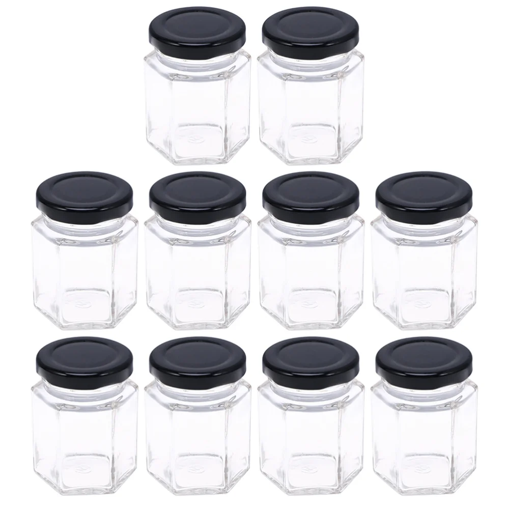 

Honey Jar Empty Hexagon Lid Airtight Dipper Bottle Tank Sugar Mini Holder Bottles Jars Dispenser Honeycomb Canister