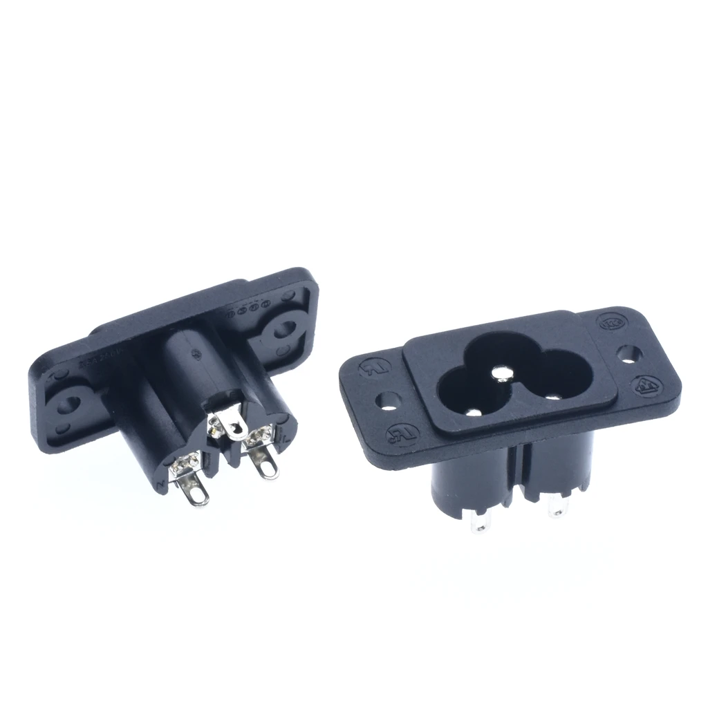 Белый черный 3 Pin IEC320 C6 гнездо входа питания AC 250V 2.5A с винтовым креплением на входе