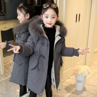 2021 new fashion girl clothes winter jacket warm coat thick parka childrens winter clothing kids big fur collar hooded outerwear