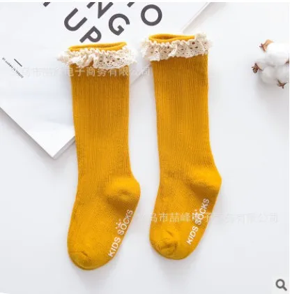 Kids girl cute socks Knee socks High Bow Knot Princess Socks Baby Socks Long Tube Booties Vertical Striped sokken meias 0-4Y - Color: 9