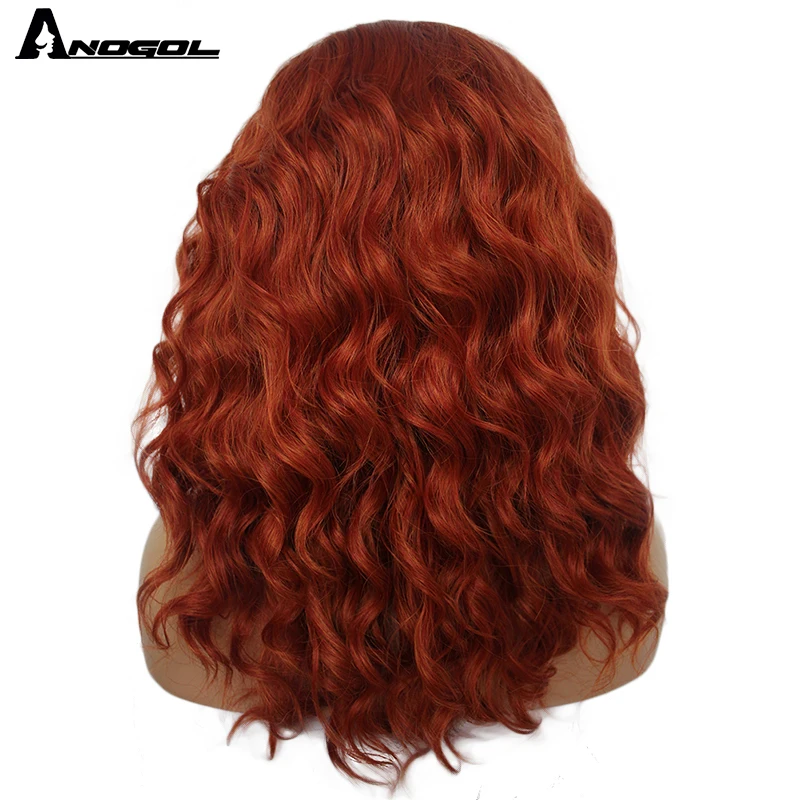 Женский парик Anogol Auburn оранжевый из высокотемпературного волокна со средними и