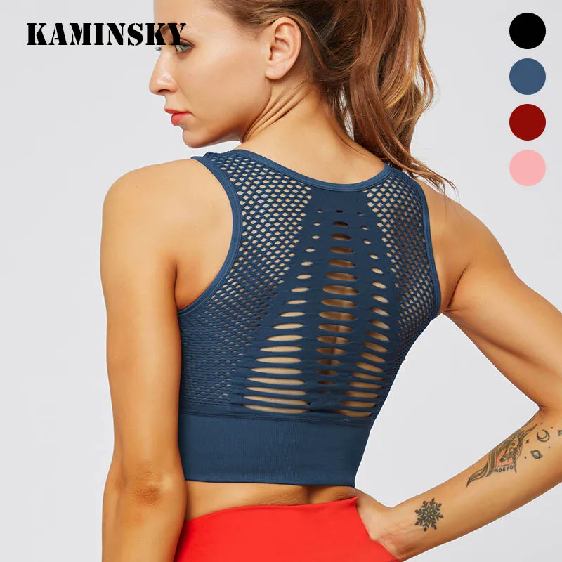 Женский бесшовный бюстгальтер привлекательный сетчатый спортивный топ с