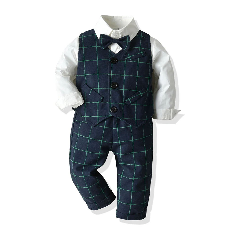 

Kids Boys Formal Suits Blazers Sets 4Pcs Clear Gentleman Kids Baby Boys Suit Tops Shirt Waistcoat Tie Pant 4PCS Set Clothes