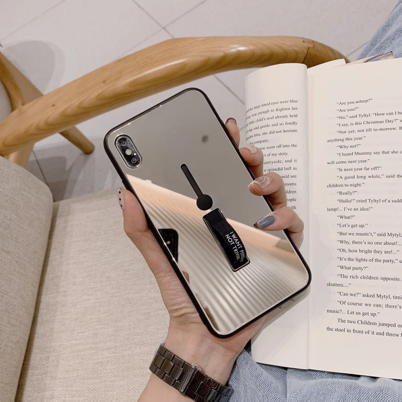 Чехол для Iphone 7 X XR 8 6s XS 6 роскошный модный стеклянный зеркальный чехол с кольцом Plus