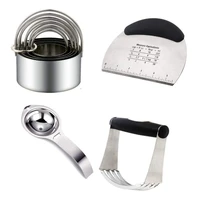 stainless steel baking set reusable biscuit making mold mixer whisk pastry scraper dough tools diy sets kitchen accessories