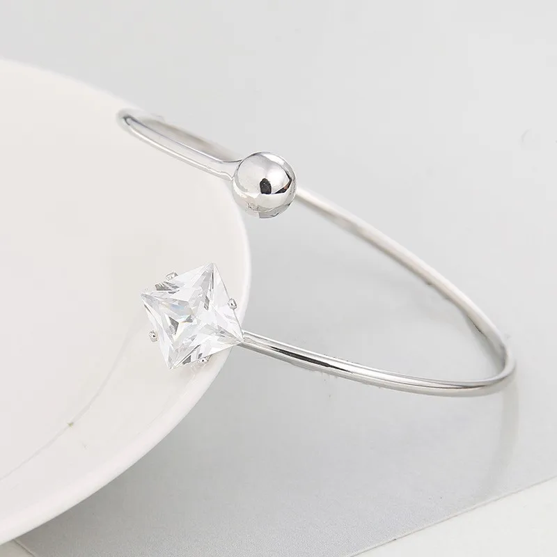 Модные открытые браслеты-манжеты с кристаллами для женщин золотые Серебристый