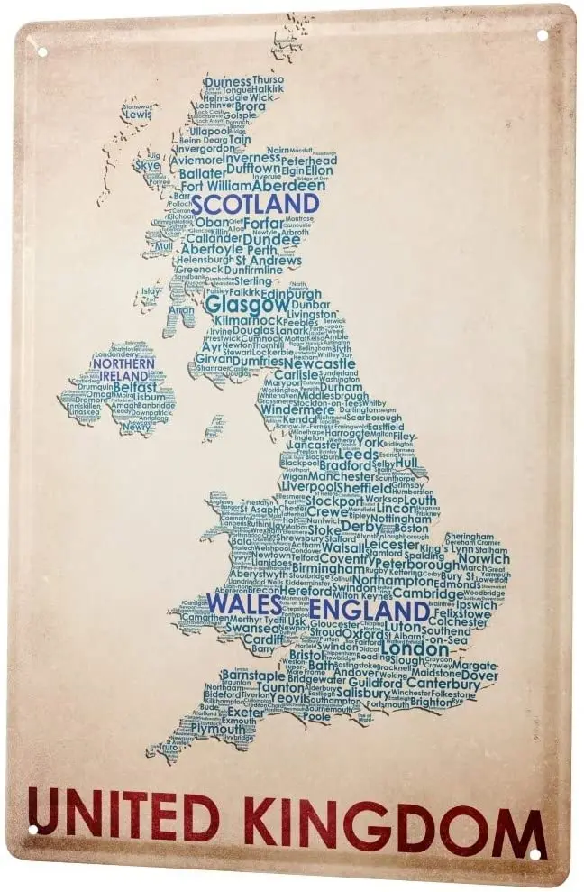 

SINCE 2004 Tin Sign Metal Plate Decorative Sign Home Decor Plaques World Trip Map of England Decorative Wall Plate 8X12