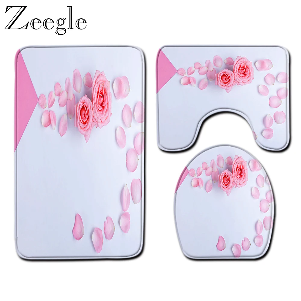 Zeegle Non-slip Ванная комната Туалет чехол пол впитывающие коврики для ванной коврик Ванная комната ковролин для пляжа в виде ракушки Ванная комната туалет