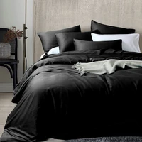 luxury black super soft breathable tencel silk bedding set silky cool single double duvet cover sets bed sheet pillowcases 4pcs
