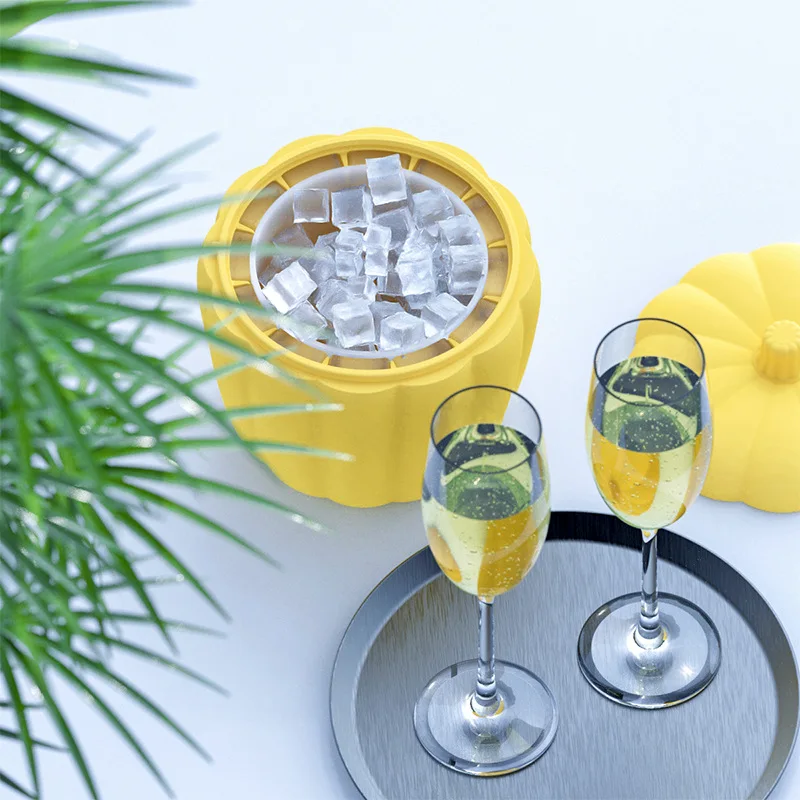 

1Pc Silicone Ice Bucket for Whiskey Wine Cocktail Party Barware Lid Pumpkin Shaped Cube Maker Mold ice tray DIY Kitchen Supplies