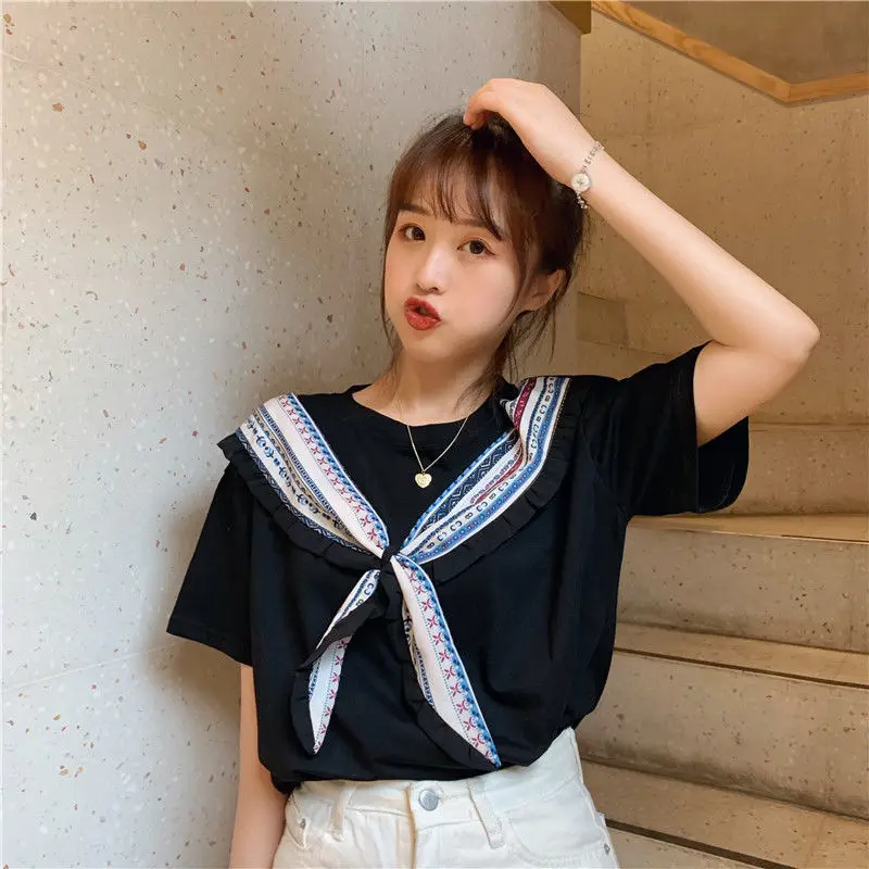 

Korean Fashion Cotton Woman T-shirts Summer Short Sleeve Plus Size Kawaii Sexy Crop Top Female Tshirts Harajuku Ropa Mujer 280