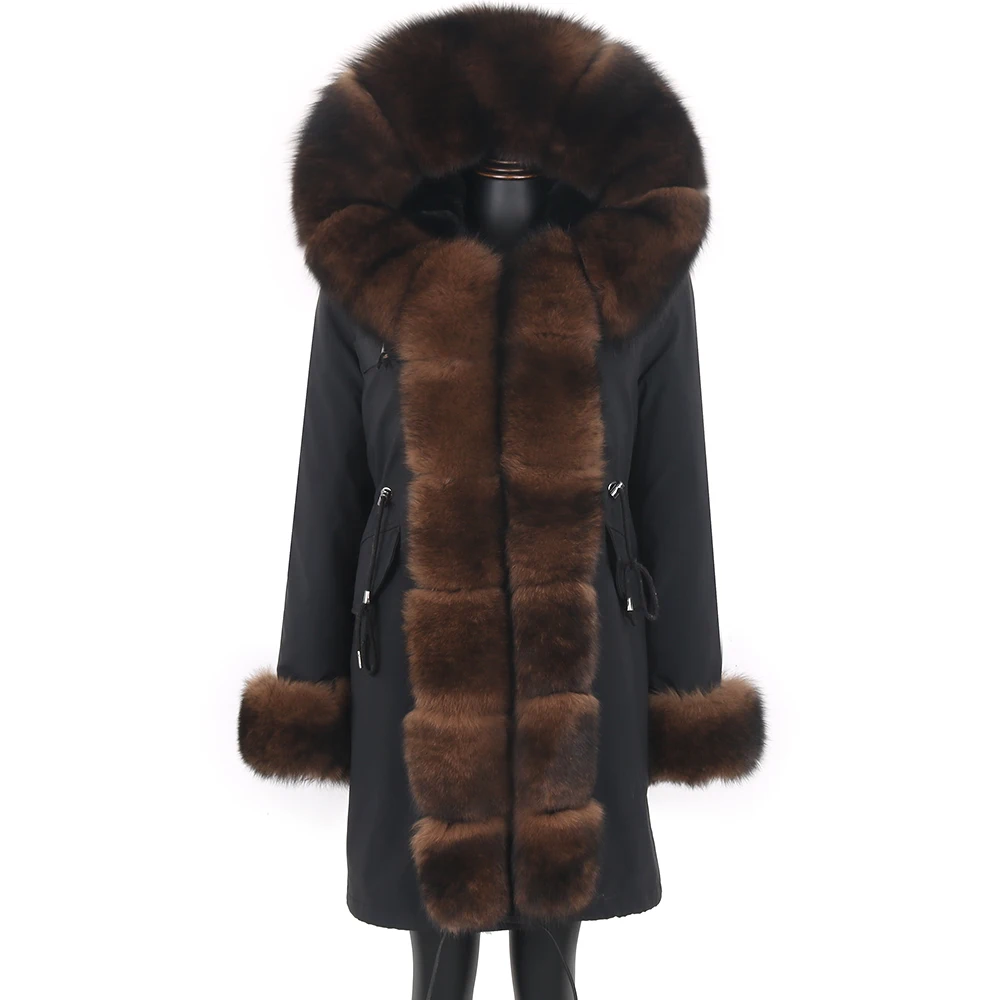 2021 Fashion Winter Jacket Big Fur Outerwear Detachable Women Real Fur Coat Natural Real Fox Fur Collar Loose Long Parkas enlarge
