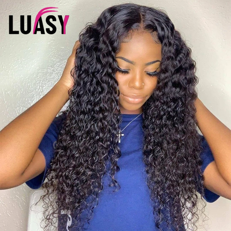 Luasy бразильские парики из человеческих волос с глубокой волной плотность 150%