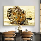 Животное Искусство Леопард Золотой Гепард холст картина на стену художественные плакаты настенные картины для гостиной дома современный декор