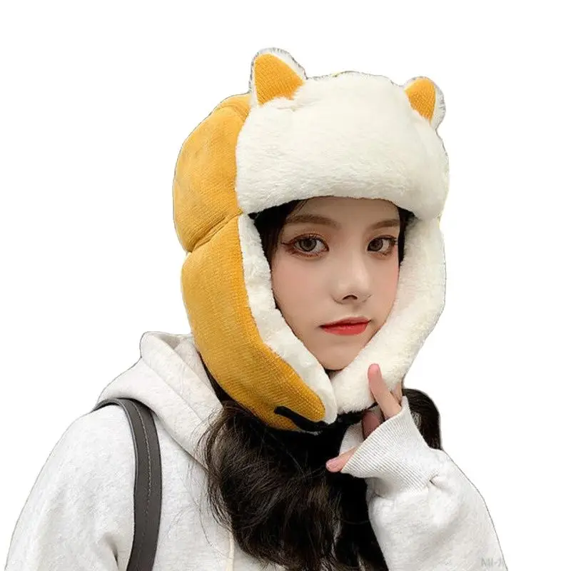 

Шапка Xiaomi женская зимняя, мультяшная шапка лей Feng, Корейская Милая теплая хлопковая шапка, уличная велосипедная ветрозащитная шапка Lei Feng дл...