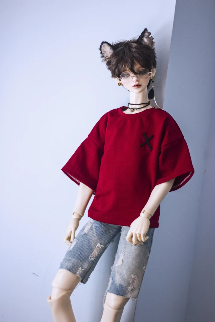 BJD doll clothes for 1/3 1/4 MSD DD Uncle size back printed silhouette loose-fitting T-shirt with 2 colors accessories |