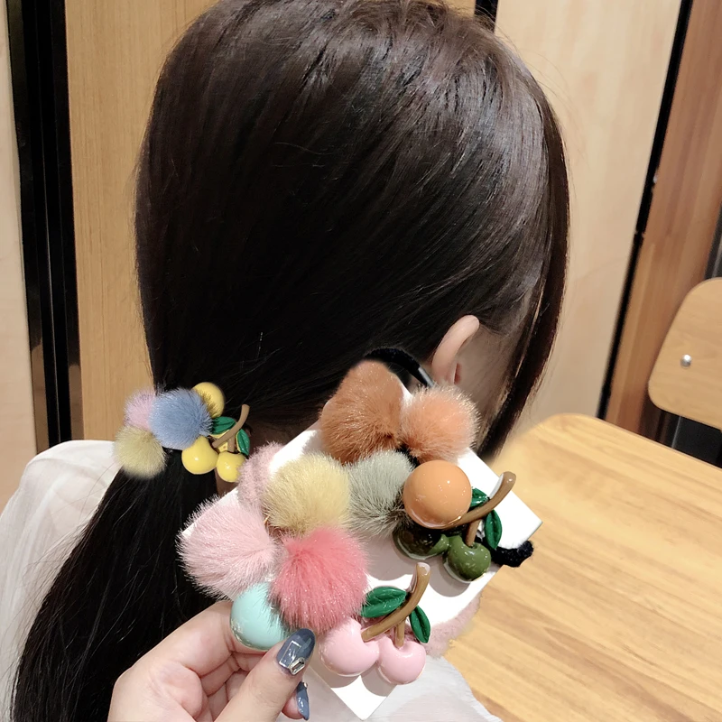 Резинки для волос женские и разноцветные резинки фиксации хвостиков с вишенками