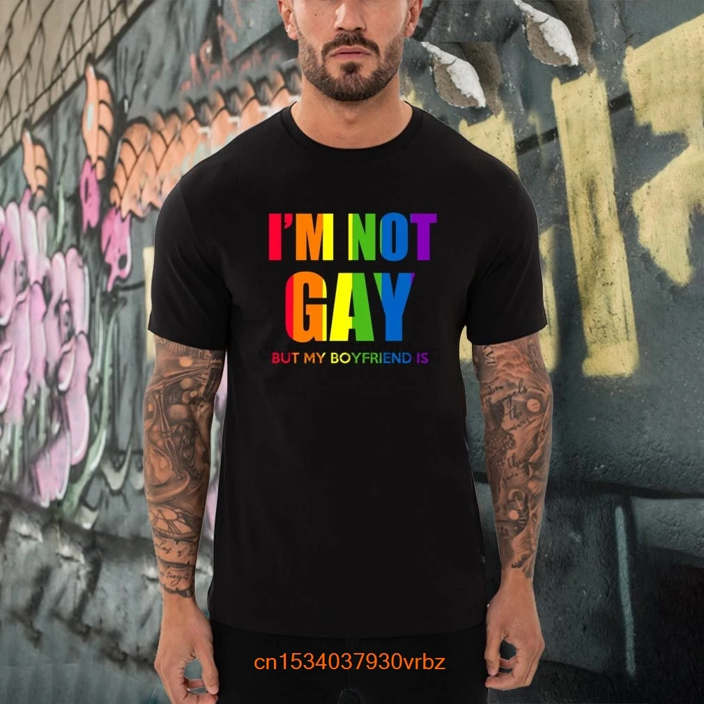 

Best IM Not Gay Lgbt Flag Shirt Print Casual Cotton Short O-neck Regular Broadcloth