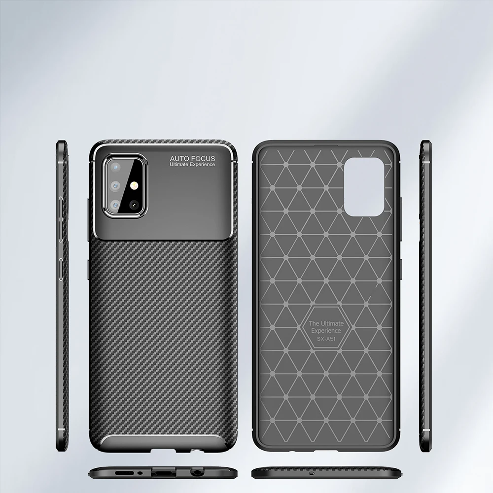 

UFlaxe Soft Phone Case for Samsung A51 A71 5G A11 A21 A31 Carbon fiber Texture Shockproof Cover Galaxy A01 Core A41 JK