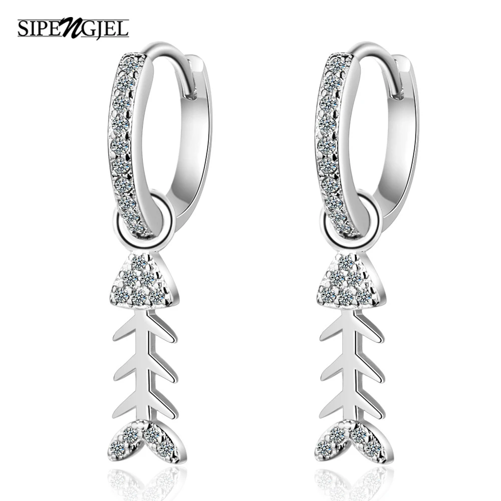 

SIPENGJEL Fashion Cubic Zircon Fish Drop Earrings Cute Ocean Series Small Hoop Earrings For Women Korean Jewelry Gift 2020