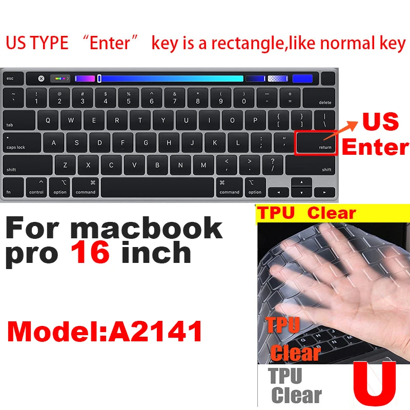 0,13 mmTPU для Apple Macbook pro13/11Air 13/15 retina12 дюймов Чехол для клавиатуры Ультратонкий чехол прозрачная защитная пленка EU/US pro16