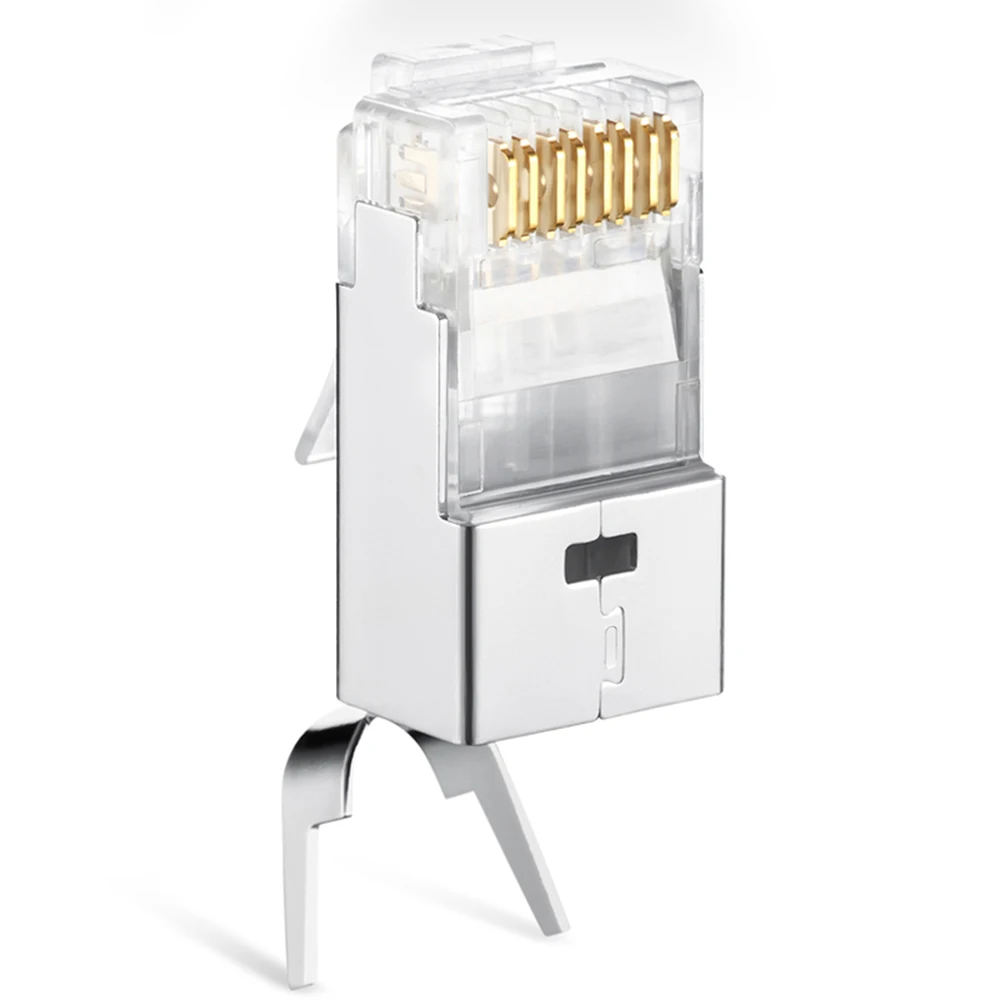 50 шт. RJ45 разъем Cat6a Cat7 Экранированный FTP 8P8C сети обжимные разъемы|Компьютерные