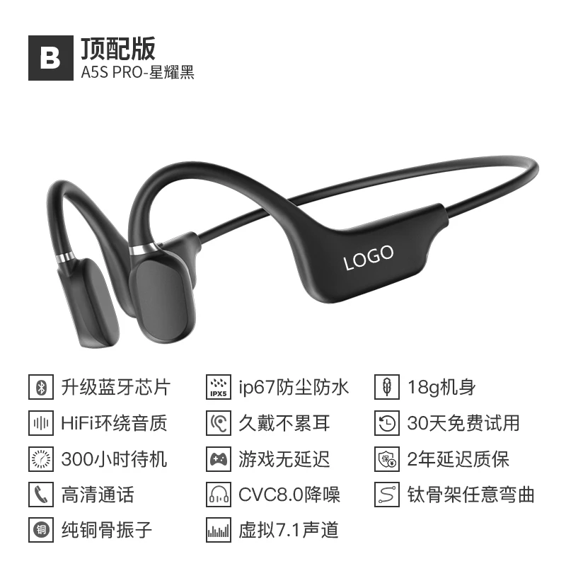 

Bone conduction Bluetooth headset wireless sports running fitness hanging ear neck ultra long standby