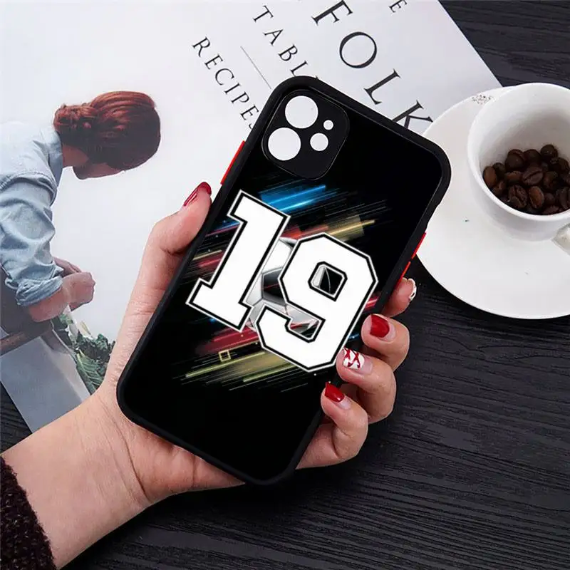 

Football Lucky number And letter Phone Case Matte Transparent for iPhone 7 8 11 12 s mini pro X XS XR MAX Plus cover funda