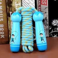 children skipping rope fun outdoor sports fitness bodybuilding jump ropes wooden cartoon character handle soft jump rope toys