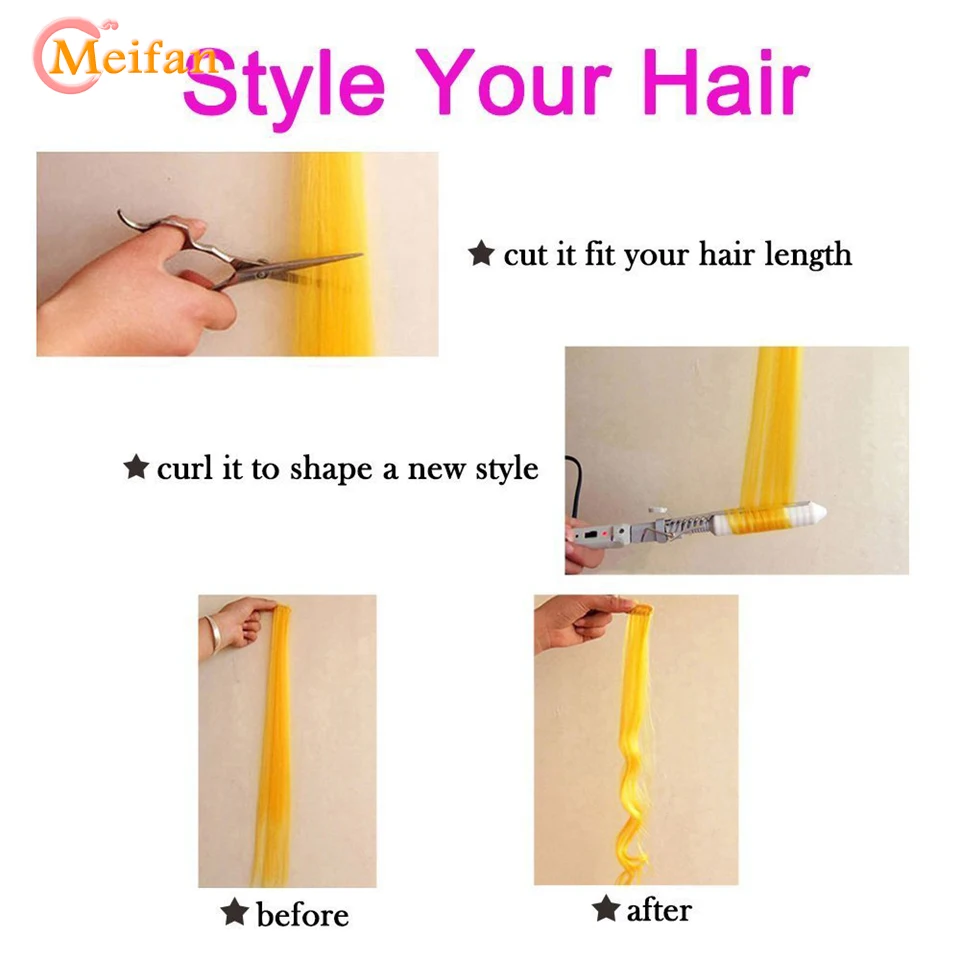 Длинные Прямые Цветные прядки для волос MEIFAN разноцветные наращивания на клипсе