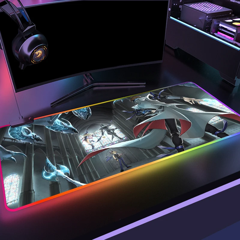 Цветной светящийся RGB игровой коврик для мыши Yu Gi Oh Дуэль монстров настольные компьютеры для компьютера ноутбука для CSGO Dota2 LOL геймерский коврик