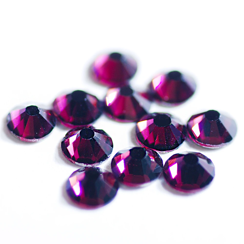 Фиолетовый виноград/аметист стеклянные камни машинная резка Стразы без горячей