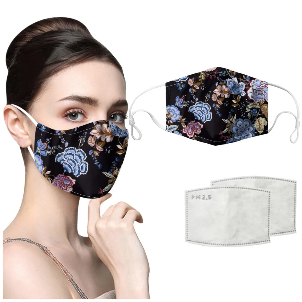 

Universal Multicolor Floral Print Mouth-muffle Dust-Proof Washable Face Cover Mask For Adults In Europe America masque en tissu
