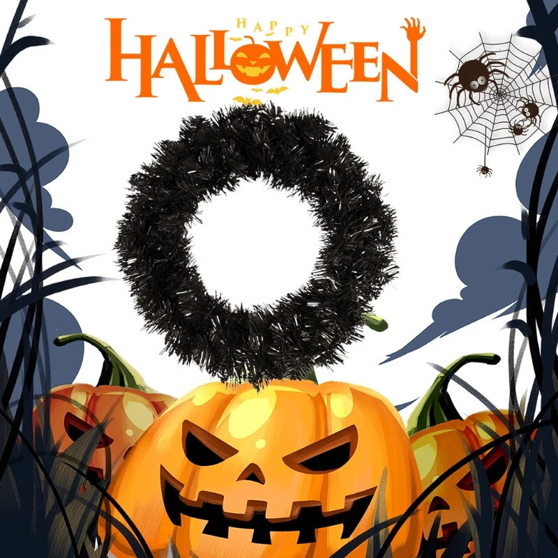 

Рождественская Хэллоуин черная мишура фотография 12 дюймов/16 дюймов для дома сада Настенный декор для передней двери окна подвесной диаметр