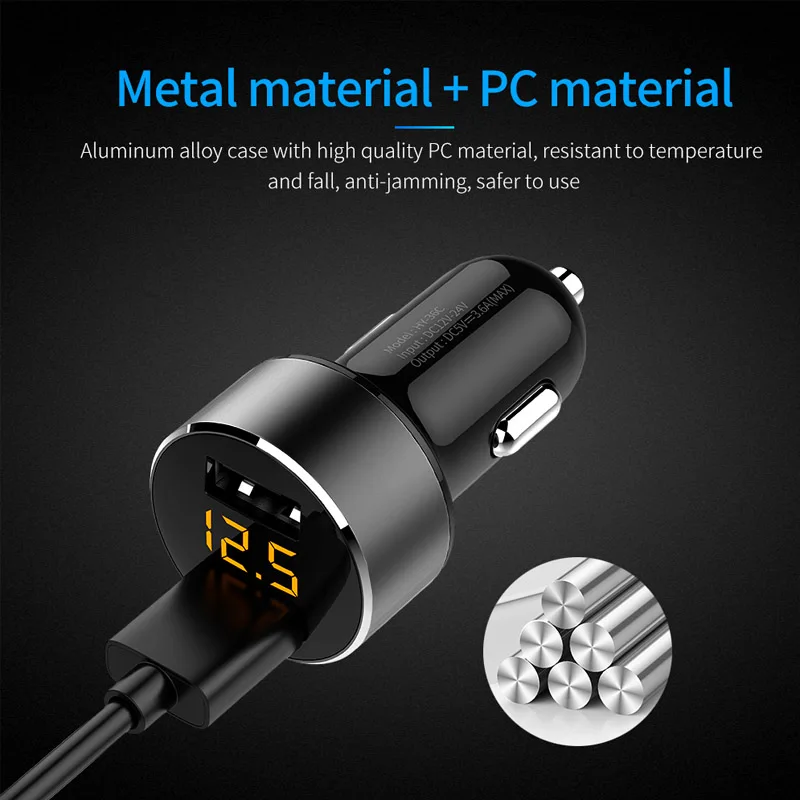 JaJaBor 3.6A Быстрая зарядка Dual USB Автомобильное зарядное устройство с светодиодный