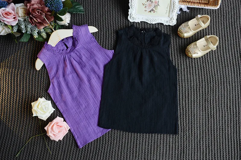 Летний комплект для девочек платье без рукавов из 2 предметов однотонный