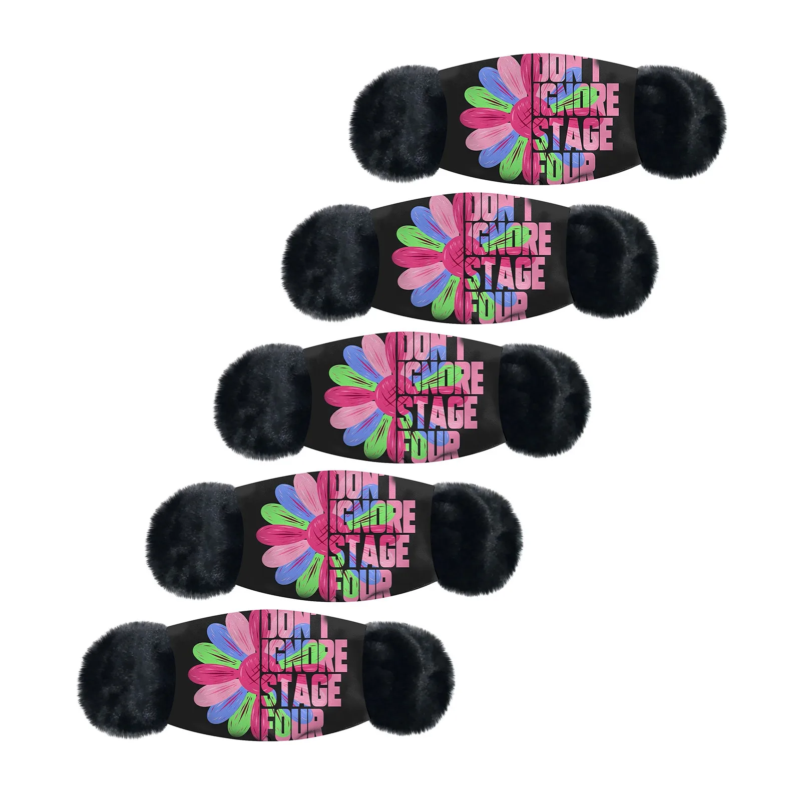 

5pc Adult's Printed Cotton Cycling Mask Outdoor Protection Dustproof Washable Facial Mask Resuable Unisex Breathable Mouth Mask