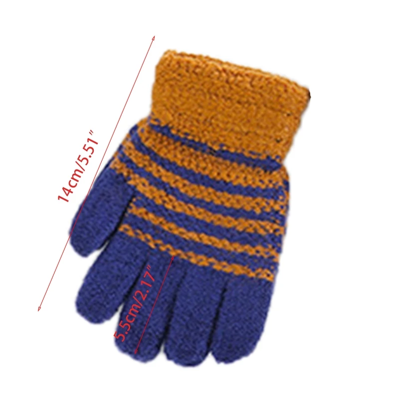 

Kids Winter Autumn Knitted Full Finger Gloves Toddlers Cute Windproof Non-Slip Warm Stretch Mittens 5-8 Years Old Random