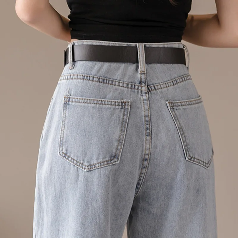

Woman Jeans High Waist Clothes Wide Leg Denim Clothing Blue Streetwear Vintage Quality 2021 Fashion Harajuku Straight Pants