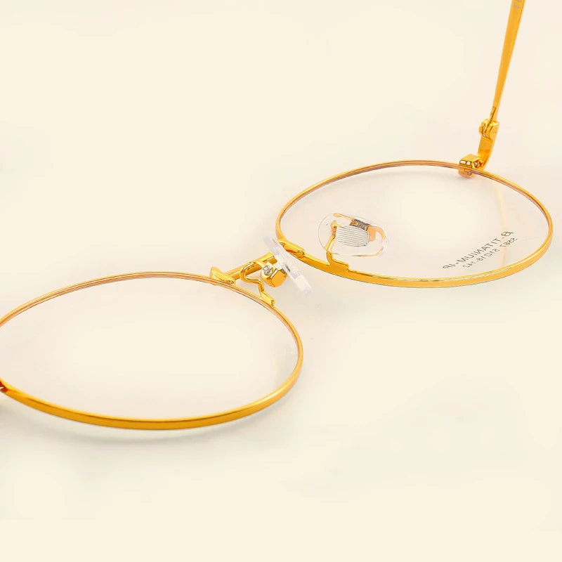 Титановая большая оправа круглая Ультралегкая для очков 9g полутитановая Ретро