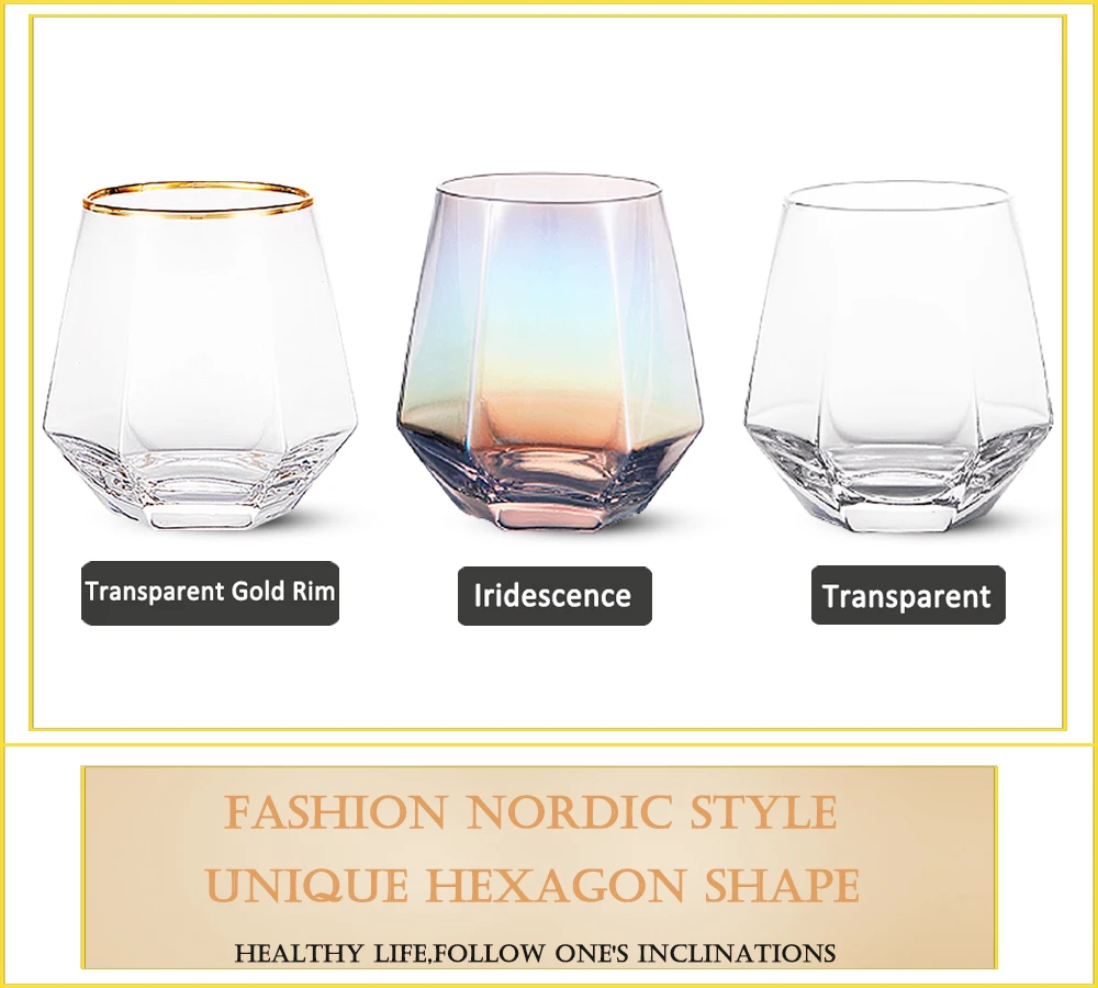 

HPDEAR Nordic Style Hexagonal Glass of Juice Beer Clear Glass Design, Set of 4, Suitable for Parties Bars Restaurants and Home